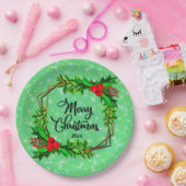 クリスマス20xxホリーレッドベリーモダングリーン9" ペーパープレート (パーティー)