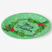 クリスマス20xxホリーレッドベリーモダングリーン9" ペーパープレート (アングル)