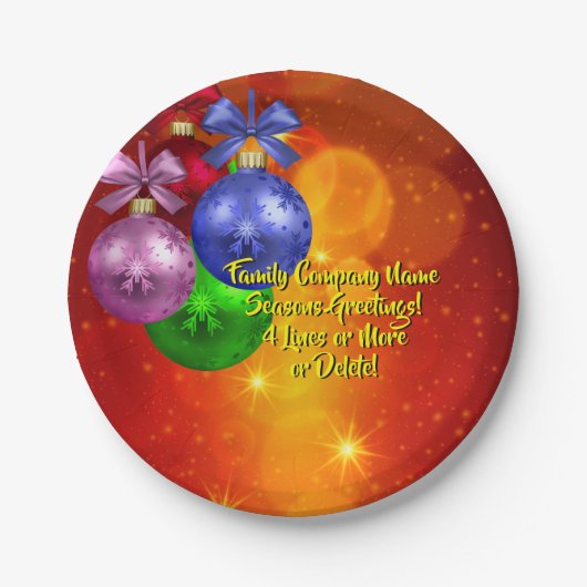 クリスマス20xx 7"に一致する名前文字を追加 ペーパープレート (正面)