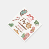 クリスマス2ndバースデーガールピンク冬パーティー スタンダードカクテルナプキン (角)