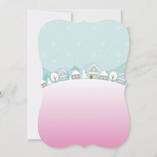 クリスマス2nd誕生日パーティーサンタ雪だるまピンク 招待状 (裏面)