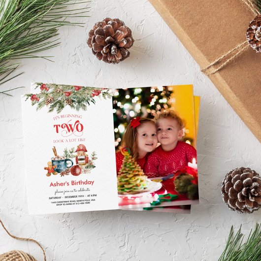 クリスマス2nd誕生日フォト招待状 招待状