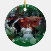 クリスマス3のためのおもちゃのトラクター セラミックオーナメント (裏面)