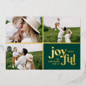 クリスマス3の写真モダン緑 箔シーズンカード (正面)