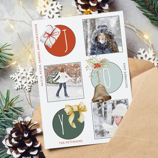 クリスマス3カスタムの写真おもしろいカラフルjoy シーズンカード