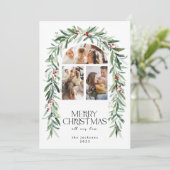 クリスマス3フォトコラージミストレトーホリデーカード シーズンカード (スタンド正面)