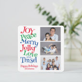 クリスマス3フォトシンプルおもしろいカラフルブライト シーズンカード (スタンド正面)