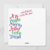 クリスマス3フォトシンプルおもしろいカラフルブライト シーズンカード (裏面)