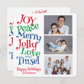 クリスマス3フォトシンプルおもしろいカラフルブライト シーズンカード (正面/裏面)