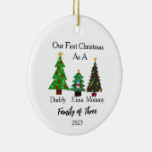 クリスマス3人の家族パーソナライズされた セラミックオーナメント (右)