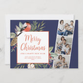 クリスマス3写真グリーンリーホリデーカード シーズンカード (正面)