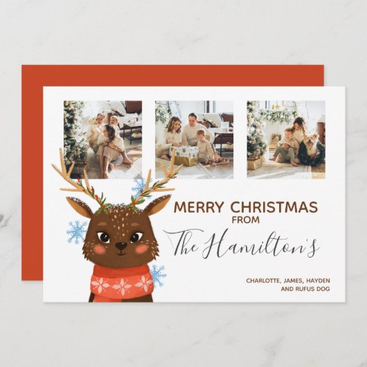 クリスマス3写真トナパーソナライズされたーナー シーズンカード (正面/裏面)