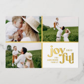 クリスマス3写真モダン白 箔シーズンカード (正面)