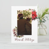 クリスマス3写真水彩植物性フローラ 招待状 (スタンド正面)