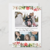 クリスマス3写真水彩植物性フローラ 招待状 (裏面)