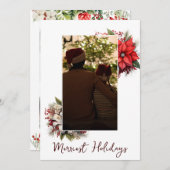 クリスマス3写真水彩植物性フローラ 招待状 (正面/裏面)