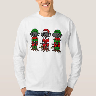 クリスマス3匹の黒い実験室の子犬 Tシャツ