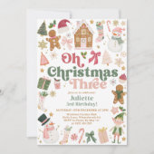 クリスマス3回目のお誕生日おめでとう Xmasテーマの お祝い 招待状 (正面)