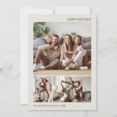 クリスマス3家族の写真コラージュのミニマリスト シーズンカード (正面)