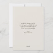 クリスマス3家族の写真コラージュのミニマリスト シーズンカード (裏面)