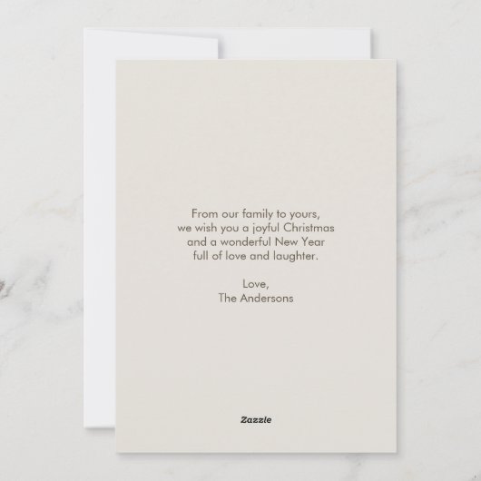 クリスマス3家族の写真コラージュのミニマリスト シーズンカード (裏面)