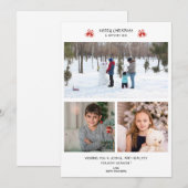クリスマス3枚の写真コラージュ ホリデーグリーティングカード シーズンカード (正面/裏面)
