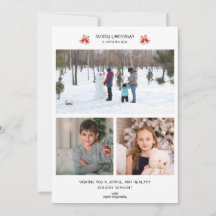 クリスマス3枚の写真コラージュ ホリデーグリーティングカード