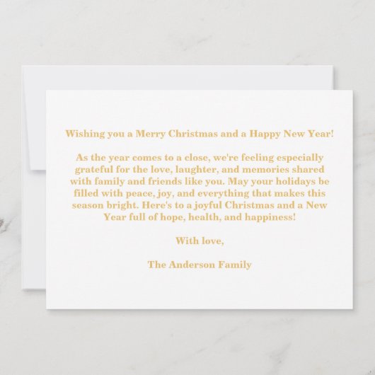 クリスマス3枚写真コラージュ ゴールド 招待状 (裏面)