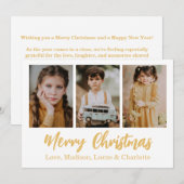 クリスマス3枚写真コラージュ ゴールド 招待状 (正面/裏面)