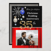 クリスマス35周年結婚記念日 ブラック＆ゴールド 招待状 (正面/裏面)