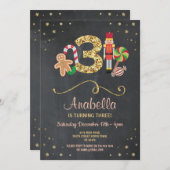 クリスマス3 3誕生日の休日の第3招待 招待状 (正面/裏面)