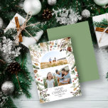 クリスマス3 photo arch water color botanicalフローラ シーズンカード<br><div class="desc">メリークリスマスモダン水の色エレガント乾燥した植物性フローラ消色の色ホリデーアーチ3写真クリスマスカード。</div>