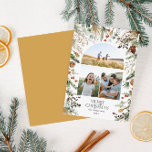 クリスマス3 photo arch water color botanicalフローラ シーズンカード<br><div class="desc">メリークリスマスモダン水の色エレガント乾燥した植物性フローラ消色の色ホリデーアーチ3写真クリスマスカード。マスタードイエローバック。</div>