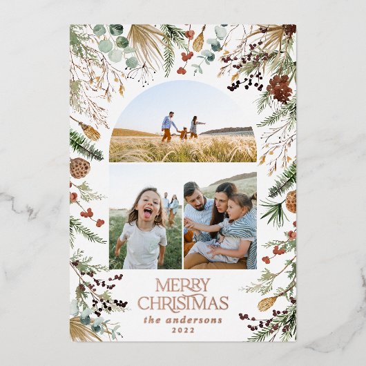 クリスマス3 photo arch water color botanicalフローラ 箔シーズンカード (正面)