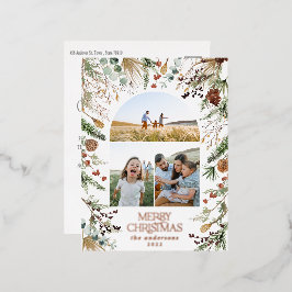クリスマス3 photo botanicalフローラフォイルホリデーp 箔シーズンポストカード