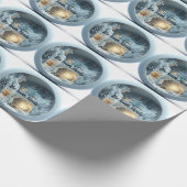 クリスマス3Dアイススノー暖炉 ラッピングペーパー (角)