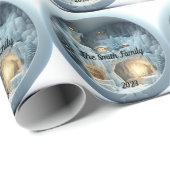 クリスマス3Dアイススノー暖炉 ラッピングペーパー (ロールコーナー)