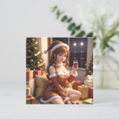 クリスマス3Dアニメガールホリデーカード シーズンカード (スタンド正面)