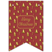 クリスマス3Dゴールデンミニパターンバンティングフラグ バンティングフラッグ (第2の旗)