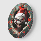 クリスマス3Dホワイトエイリアン ラージ壁時計 (傾斜)