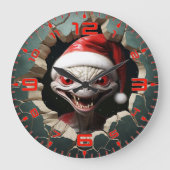 クリスマス3Dホワイトエイリアン ラージ壁時計 (正面)