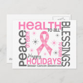 クリスマス4つの乳癌の雪片 シーズンポストカード (正面/裏面)