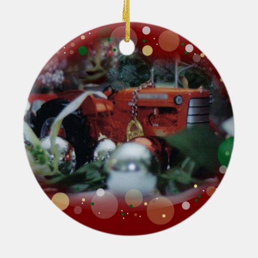 クリスマス4のためのおもちゃのトラクター セラミックオーナメント (裏面)