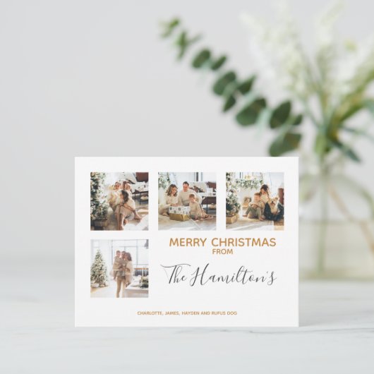 クリスマス4の写真パーソナライズされた シーズンポストカード (スタンド正面)