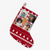 クリスマス4フォトコラージジンジャーブレッドセーター スモールクリスマスストッキング (正面 (吊り時))