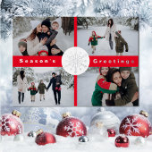 クリスマス4フォトコラージフォイルホリデーカード 箔シーズンカード