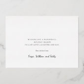 クリスマス4家族の写真のミニリスト緑 箔シーズンカード (裏面)