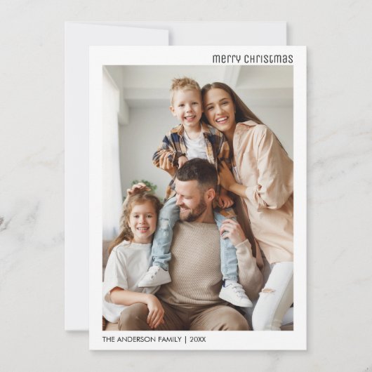クリスマス4家族の写真コラージュのミニマリスト シーズンカード (正面)
