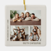 クリスマス4家族の写真コラージュ セラミックオーナメント (正面)