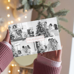 クリスマス4家族の写真 ピンクファララ ポストカード
